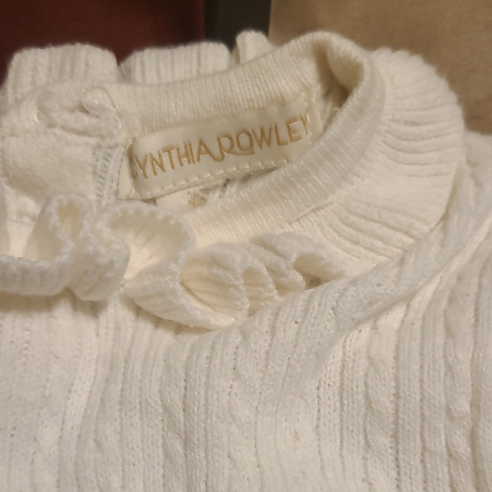Cynthia Rowley Cream Ruffle Sweater - Picture 2 of 4